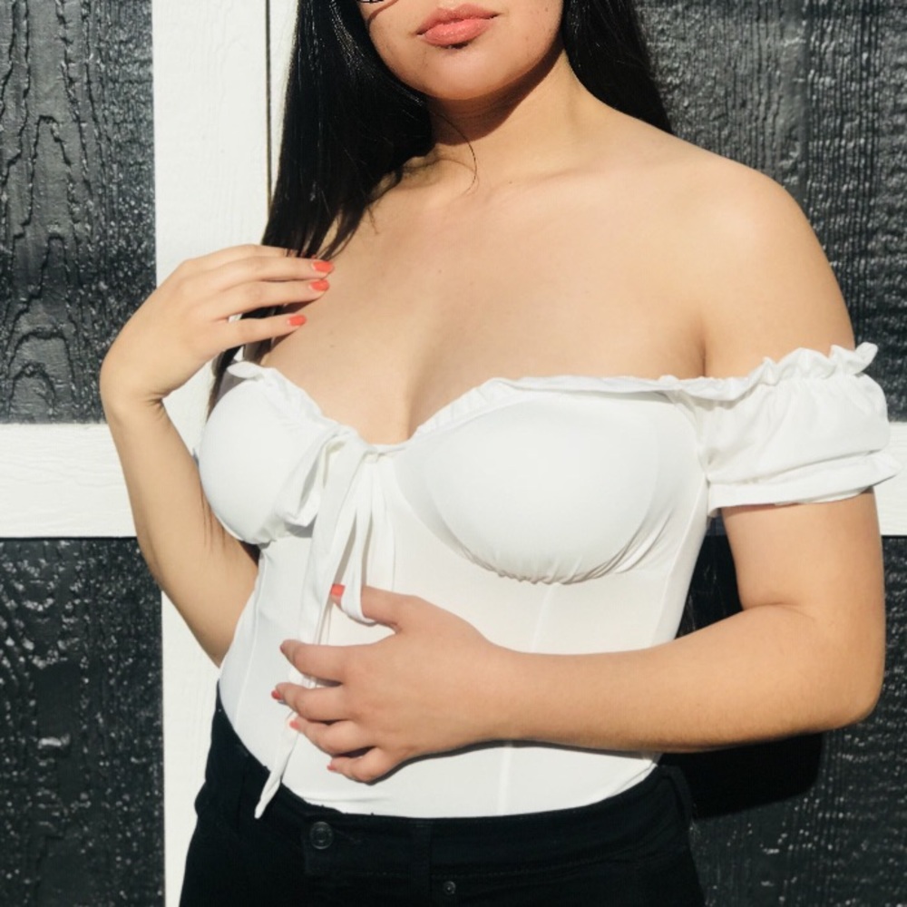 White ruffle bodysuit